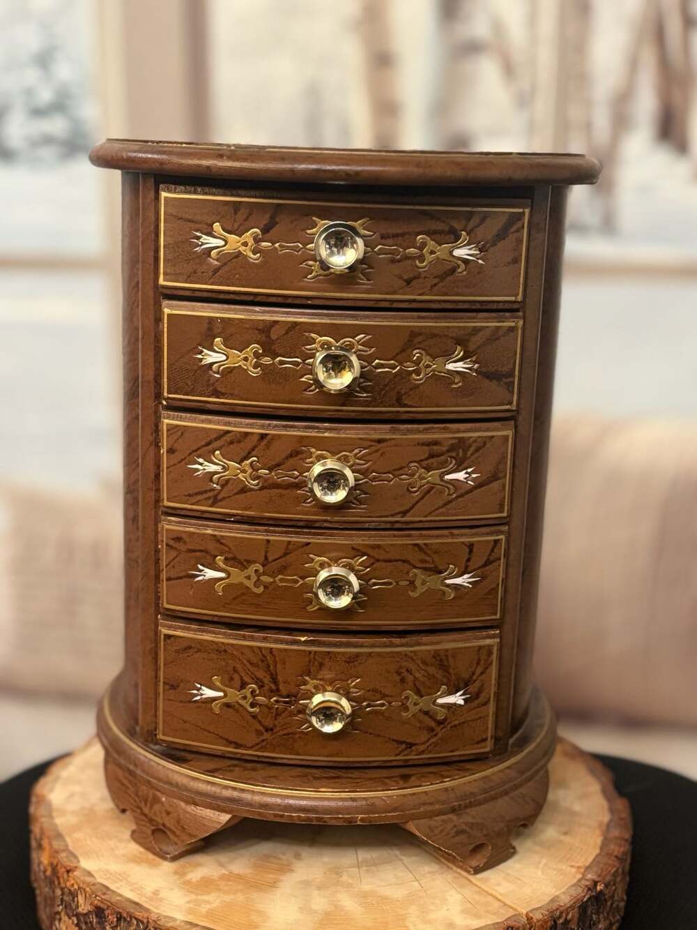 Vintage London Leather 5 Drawer Musical Jewelry Box